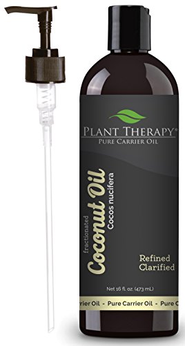 Plant Therapy Fractionated Coconut Oil, Carrier Oil + PUMP. A Base Oil for Aromatherapy, Essential Oil or Massage for cellulite